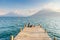 Pier at San Marcos La Laguna with beaufiful scenery of Lake Atitlan and volcanos - Guatemala