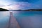 Pier at the sea during dusk in Ksamil in Albania