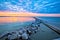 Pier and sea in town of Grado sunrise view, Friuli Venezia Giulia