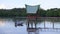 Pier and small gazebo in the yacht club.