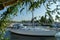 Pier speedboat. A marina lot. This is usually the most popular tourist attractions on the beach.Yacht and sailboat is moored at