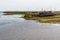 Pier with stucked boat in Corrib river