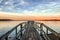 Pier into the sunset on lake Chiemsee