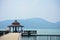 Pier and waterfront pavilion, loneliness concept, sun moon lake, Taiwan