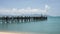 Pier wooden path walk without people, Samui with cloud in the sky, Thailand