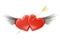 Pierced heart with wings on a white background. 3d rendering