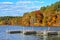 Piers in Lake, Autumn Colors