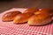 Pies of puff pastry close up on an table