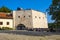 Pieskowa Skala, Poland - Inner courtyard and gardens of historic castle Pieskowa Skala by the Pradnik river in the Ojcowski