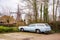 Pieterburen, Netherlands - January 10, 2020. Pick up old timer car in light blue color