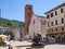 Pietrasanta small town in Tuscany main square with Duomo Cat