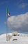 Pieve, TV, Italy - March 13, 2024: Military Ossuary Memorial of Monte Grappa with italian flag