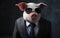 pig animal in the form of a man in a suit and sunglasses, a joke on the boss, director, bad leader, manager generative