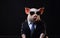 pig animal in the form of a man in a suit and sunglasses, a joke on the boss, director, bad leader, manager generative