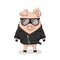 Pig in a black leather jacket