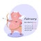 Pig calendar for February 2019