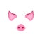 Pig carnival mask ears and piglet, piggy symbol of 2019, photobooth smartphone mask mockup photo app design