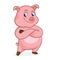 Pig cartoon folding hands