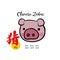 Pig Chinese zodiac with Chinese word mean pig cartoon illustration