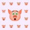 Pig in concerned about emoji icon. Pig emoji icons universal set for web and mobile