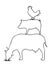 Pig cow chicken logo,outline vector