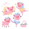 Pig in crown, with wings, fairy piggy, ballerina set