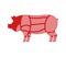 Pig cuts. Pigs Cut of meat set. Scheme of pork. Animal silhouette farm animal.