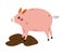Pig in Dirty Puddle, Agriculture, Farm Animal Vector Illustration