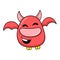 Pig face bat is flying laughing, doodle icon image kawaii