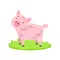 Pig Farm Animal Cartoon Related Element On Patch Of Green Grass