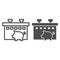 Pig farm line and glyph icon. Animal vector illustration isolated on white. Farming outline style design, designed for