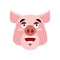 Pig happy Emoji. piggy merry emotion on white background. Farm a