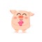 Pig with heart, giving love, happy Valentines day and Chinese New Year, cute cartoon character collection vector illustration