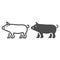 Pig line and solid icon, Farm animals concept, pork sign on white background, Pig silhouette icon in outline style for
