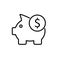 Pig Money Box with dolar icon vector outline