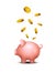 Pig money box. Piggy money save bank icon. Pig toy for coins saving box concept. Wealth deposit