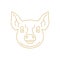 Pig muzzle with piglet agriculture livestock farm butchery shop monochrome golden line icon vector