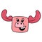 Pig nosed deer head laughing, doodle icon drawing