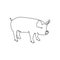 Pig one line art. Continuous line drawing of hog, livestock, domestic animal.