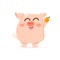 Pig and orange, cute cartoon character collection, kids and baby vector illustration