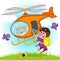 Pig parachutist on helicopter