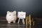 Pig piggy bank and positive growth graph. Income. Increase productivity and efficiency. Economic improvement. Return on deposits.