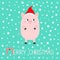 Pig piglet. Cute cartoon funny baby character. Hog swine sow animal. Merry Christmas. Santa hat. Chinise symbol of 2019 new year.