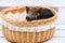 Pig piglet little black basket white background wicker cute Vietnamese breed new year happy