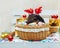 Pig piglet little black basket wicker cute Vietnamese breed new year happy Christmas tree decorations garland gift marble