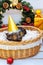 Pig piglet little black basket wicker cute Vietnamese breed new year happy Christmas tree decorations garland gift marble glasses