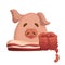 Pig\\\'s head, lard, bacon and sausages. Meat delicacies.