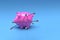 Pig saving bank arrow attack in blue background ,3D render