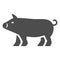 Pig solid icon, Farm animals concept, pork sign on white background, Pig silhouette icon in glyph style for mobile