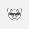 Pig in sunglasses icon isolated on white background. Vector illustration.